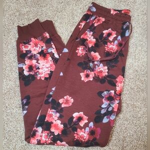 LuLaRoe Jax Joggers Wine Floral Size XS